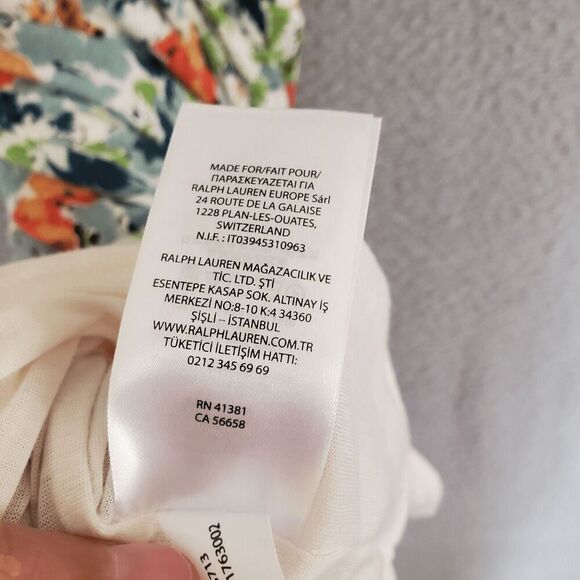 Lauren Ralph Lauren Women's Twist Front V Neck Floral Linen Blend Jersey Dress L - Picture 6 of 7